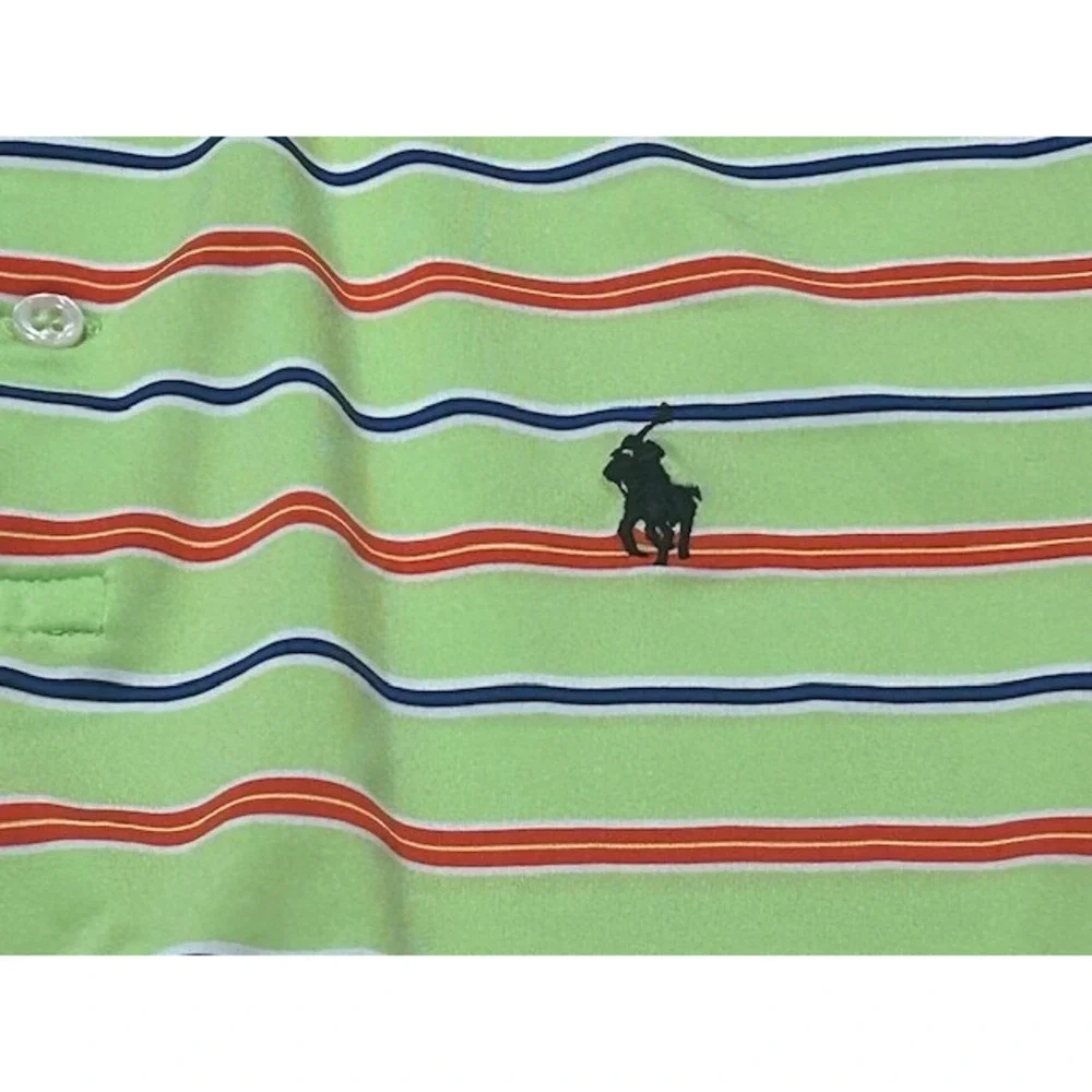 Polo Ralph Lauren Men's Striped Polo Shirt Neon Green Blue Pony Short Sleeve - M